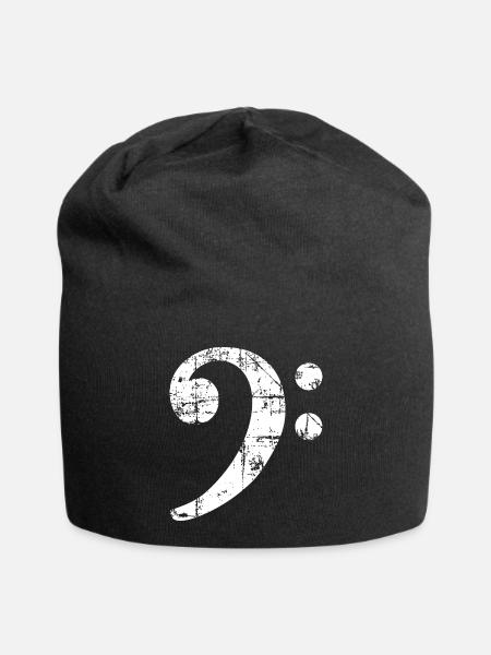 Bass Clef Symbol Vintage Music Design (Blanc) - Bonnet en jersey - noir