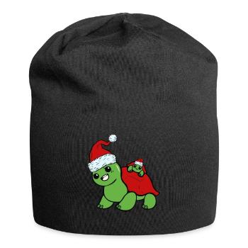 Tortue mignonne douce drôle noël - Bonnet en jersey - noir - Devant