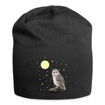 Owl, Moon, Stars - Jersey Beanie - black - Front