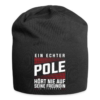 Polen - Ein Echter Pole - Jersey-Beanie - Schwarz - Vorne
