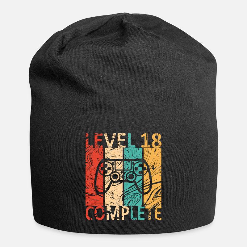 Level 18 completed 18. Geburtstag Gamer Geschenk - Jersey-Beanie - Schwarz