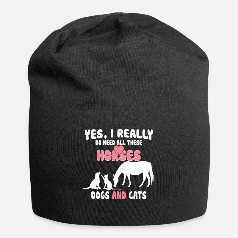 Pferde Hunde und Katzen - Jersey-Beanie - Schwarz