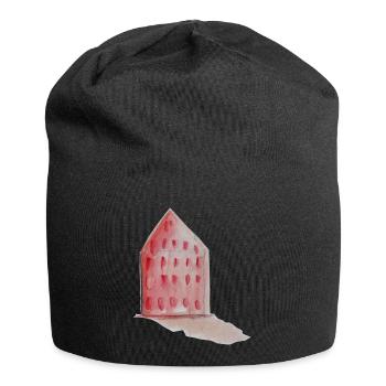 A red house - be a househusband :) - Jersey Beanie - black - Front