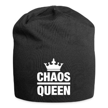 Chaos Queen Chaotin chaotisch Krone Königin Chaot - Jersey-Beanie - Schwarz - Vorne