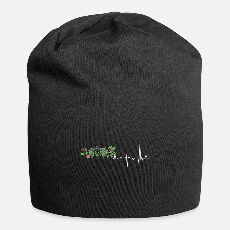 Gartenarbeit Herzschlag Gärtner Garten Pflanzen - Jersey-Beanie - Schwarz