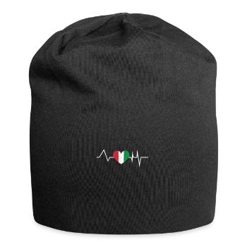 Italy Italian Italian heartbeat gift - Jersey Beanie - black - Front
