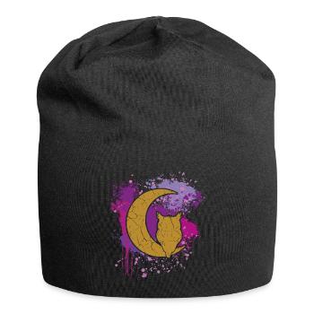 Chouette sur croissant de lune | Mélancolie | mysticisme - Bonnet en jersey - noir - Devant