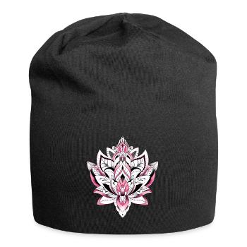 lotus mandala couleur rose - Bonnet en jersey - noir - Devant