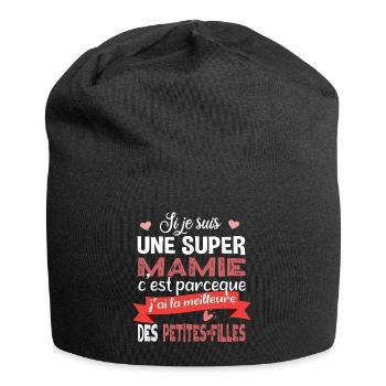 Mamie Grand Mère Mamy Petite-fille Famille Humour - Bonnet en jersey - noir - Devant