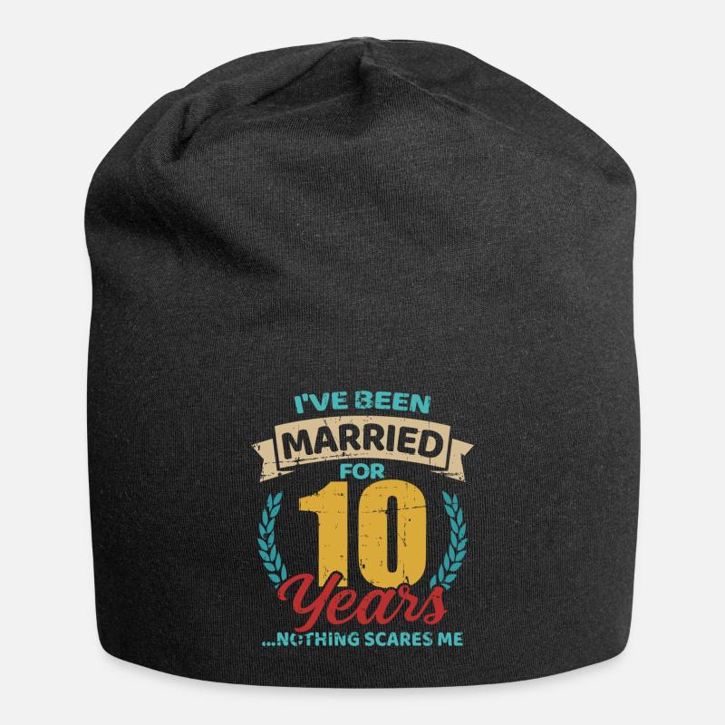 10th wedding anniversary - Jersey Beanie - black