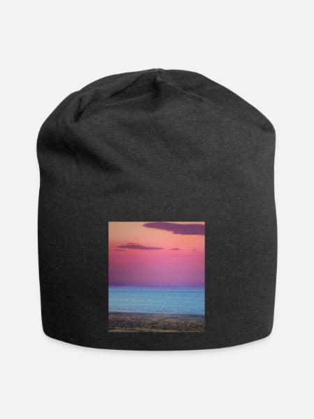 Synthwave Beach - Jersey Beanie - black