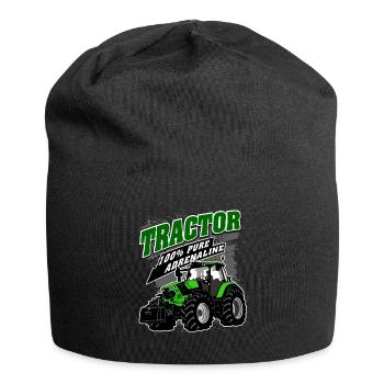 Traktor - Schlepper - Landwirt - Bauer - Jersey-Beanie - Schwarz - Vorne
