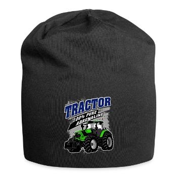 Traktor - Schlepper - Landwirt - Bauer - Jersey-Beanie - Schwarz - Vorne