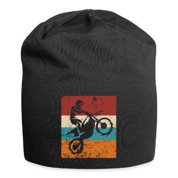 Vintage Motocross Fahrer Dirtbike Motorrad Enduro - Jersey-Beanie - Schwarz - Vorne