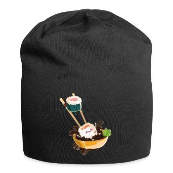 Sushi Anime I Japanese Food I Kawaii Sushi - Jersey Beanie - black - Front