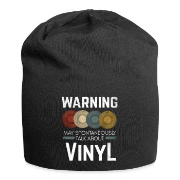 Disque vintage vinyle de collection - Bonnet en jersey - noir - Devant