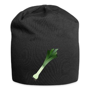 Eine Stange Lauch / Porree - Jersey-Beanie - Schwarz - Vorne