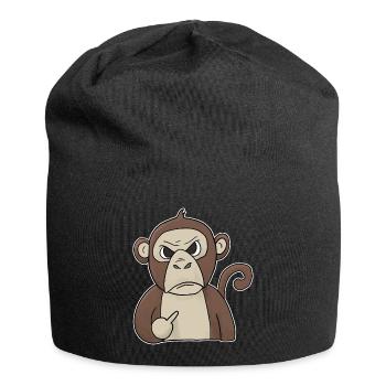Le singe grincheux tient le majeur - Bonnet en jersey - noir - Devant