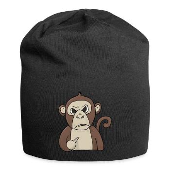 Le singe grincheux tient le majeur - Bonnet en jersey - noir - Devant