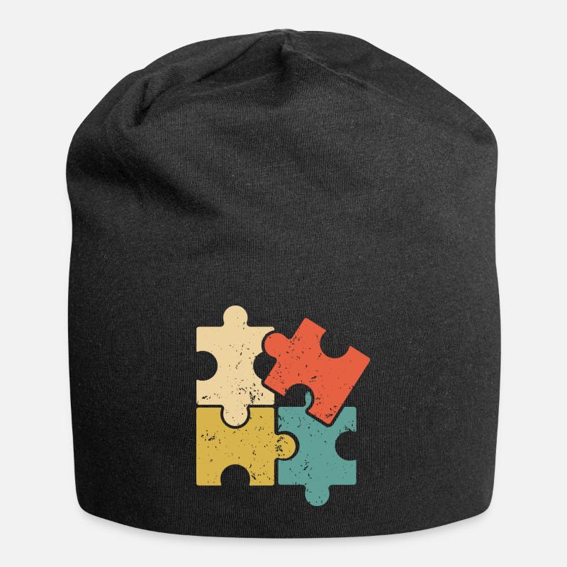 Puzzle Vintage Puzzles Rätsel - Jersey-Beanie - Schwarz