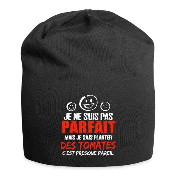 Potager cadeau drôle humour légume tomate - Bonnet en jersey - noir - Devant