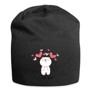 I love you/Nounours amoureux - Bonnet en jersey - noir - Devant
