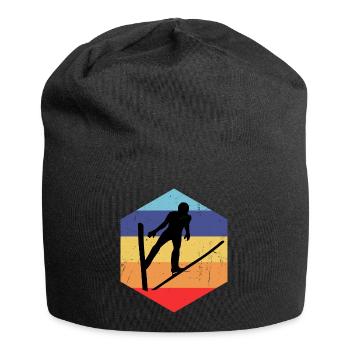 Ski Jumper Ski Jumping Winter Sports Ski Flying Male - Jersey Beanie - black - Front