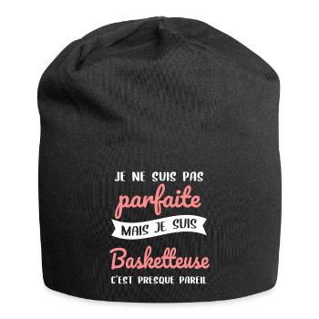 Je ne suis pas parfaite mais je suis basketteuse - Bonnet en jersey - noir - Devant