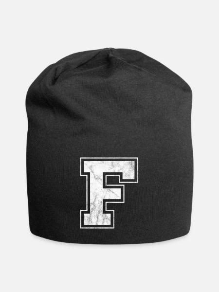 Buchstabe F - Jersey-Beanie - Schwarz