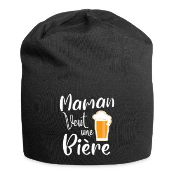 maman veut une bière - humour - Bonnet en jersey - noir - Devant