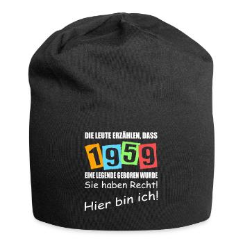 Legende geboren 1959. Lustiger Geburtstagsspruch - Jersey-Beanie - Schwarz - Vorne
