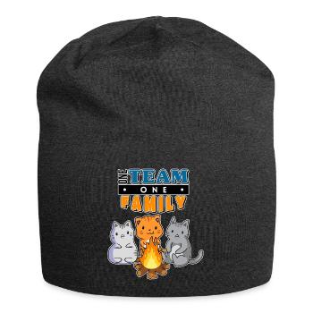 team family cat camping bachelorette - Jersey Beanie - charcoal grey - Front