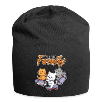 team familie katze skateboarden bachelorette beer - Jersey-Beanie - Schwarz - Vorne