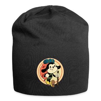 Vintage Backpacker Cartoon - Jersey-Beanie - Schwarz - Vorne