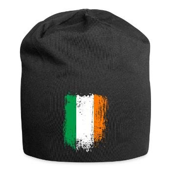 Irische Trikolore Flagge - Jersey-Beanie - Schwarz - Vorne