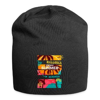 Mallorca Sommer Sonne Strand Meer Palmen Urlaub - Jersey-Beanie - Schwarz - Vorne