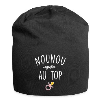 Nounou au top / humour nourrice - Bonnet en jersey - noir - Devant