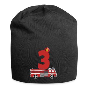 Kindergeburtstag 3 Jährige Feuerwehr Auto - Jersey-Beanie - Schwarz - Vorne