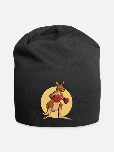 Känguru-Boxer - Jersey-Beanie - Schwarz