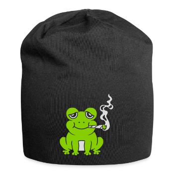 Weed Joint Frosch bekifft - Jersey-Beanie - Schwarz - Vorne