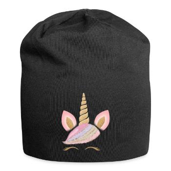 Princesse licorne rose doree arc en ciel - Bonnet en jersey - noir - Devant