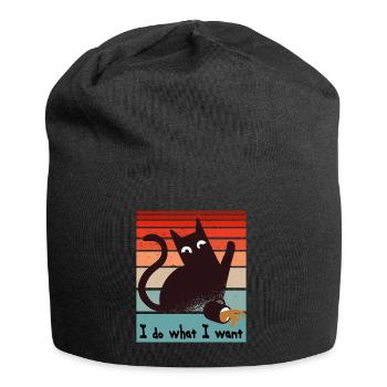 Je fais ce que je veux. Drôle de chat enterré - Bonnet en jersey - noir - Devant