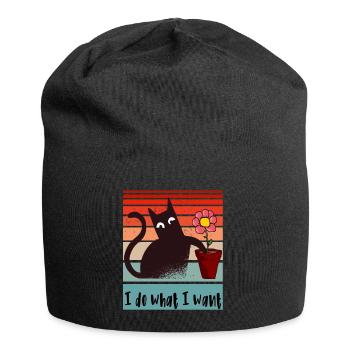 Ich mache was ich will. Lustige Katze Blumentopf - Jersey-Beanie - Schwarz - Vorne