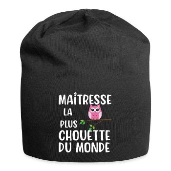 Maîtresse la plus chouette du monde cadeau - Bonnet en jersey - noir - Devant