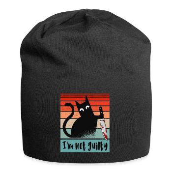 Je suis innocent, chat avec couteau ensanglanté - Bonnet en jersey - noir - Devant