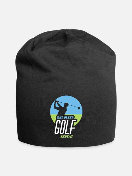 Eating, Sleeping, Golfing, Repeating - Jersey Beanie - black