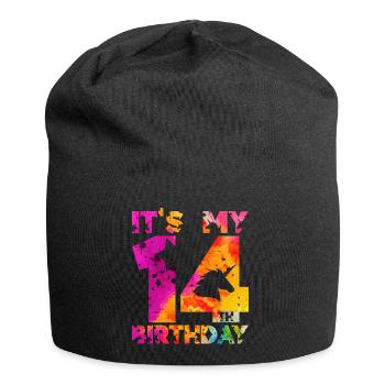 14TH BIRTHDAY UNICORN IT'S MY 14TH BIRTHDAY - Jersey Beanie - black - Front