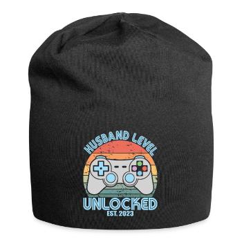 Husband Level Unlocked Est. 2023 Funny Married Men - Jersey Beanie - black - Front