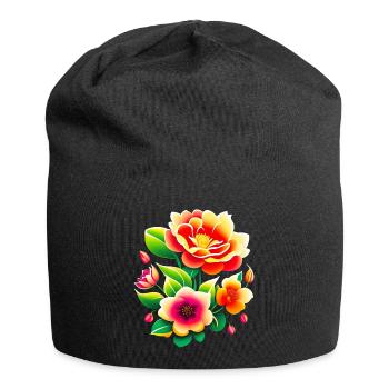 Bouquet de fleurs - Bonnet en jersey - noir - Devant
