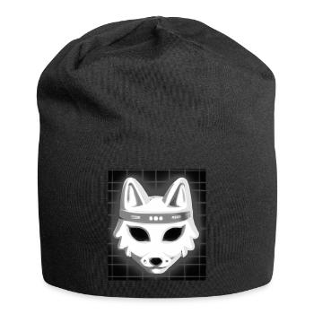 Kitsun Vaporwave Japanische Kami Vaporwave Kitsune - Jersey-Beanie - Schwarz - Vorne
